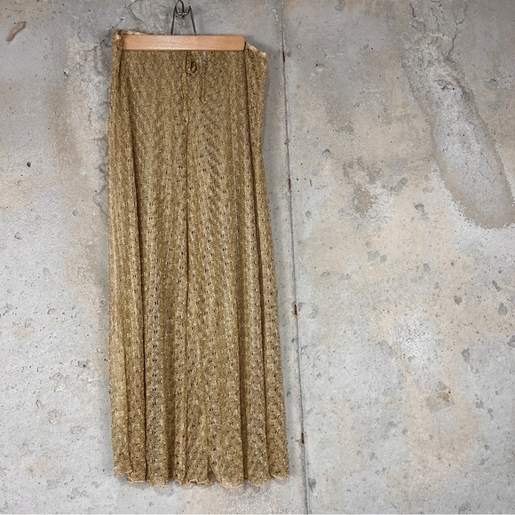 Elif for Jordan Taylor gold sheer nylon knit elastic waist cover up pants xl - Picture 1 of 7